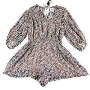 Holding Horses Romper Womens Medium Petite Boho Long Sleeve‎ Tassel NWT Jumpsuit